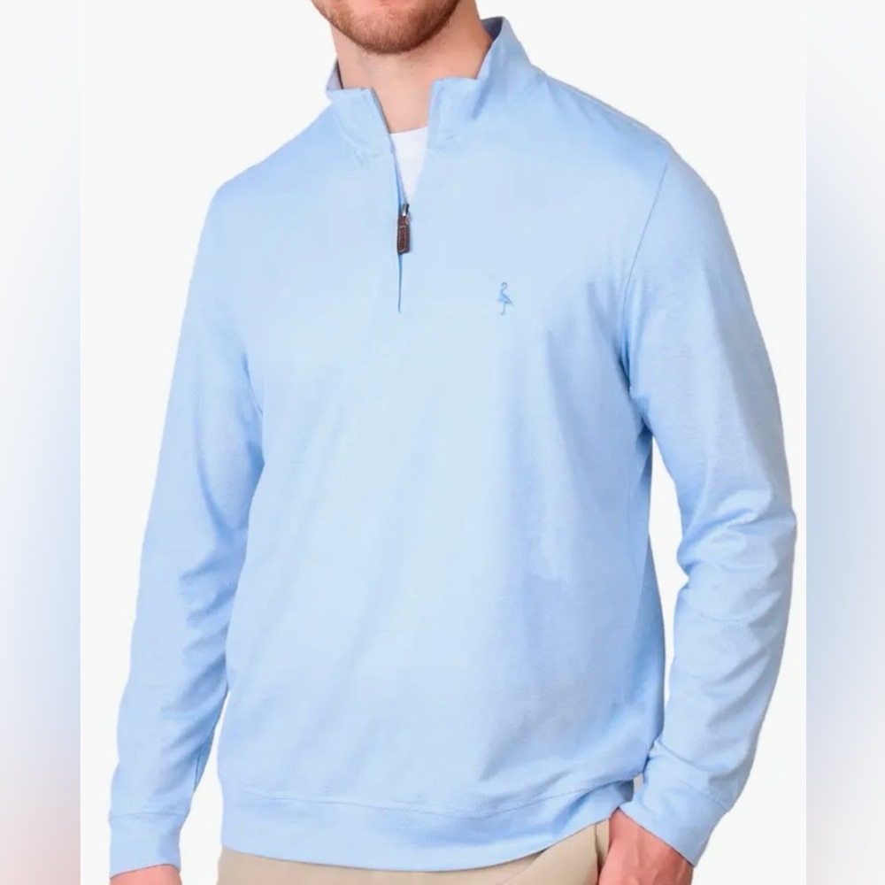 NWT Tailor Byrd Men’s Medium Light Blue Quarter Zip Dobby Twill Pullover